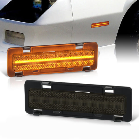 Smoke Lens Led Turn Signal Side Markers Light Lamp For 1982-1992 Camaro Firebird