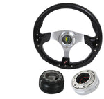 Del Sol Civic Integra Black Steering Wheel + Quick Release + Adapter Hub + Horn