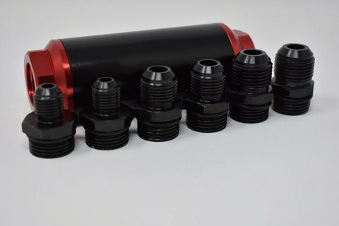 Universal Racing In-Line Fuel Filter With AN 6 8 10 Fittings Adapter 50 Micron