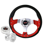 For 96-00 Civic 320Mm Red Fusion Style Steering Wheel + Silver Quick Release