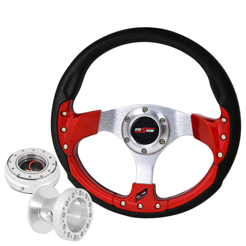 For 96-00 Civic 320Mm Red Fusion Style Steering Wheel + Silver Quick Release