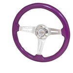 Adapter For 84-89 Accord + Purple Wood Silver Aluminum Center Steering Wheel