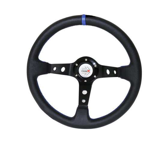 For 89-05 Eclipse Deep Dish Black Steering Wheel + Black Hub Extender + Adapter