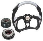 *New* 86-89 Integra Bk/Silver Steering Wheel + Adapter Hub + Quick Release Black