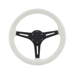 6 Bolts Aluminum White Wood Deep Dish Steering Wheel W/ Horn Universal 14" 350Mm