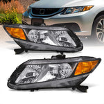 Black Headlights Lamps Left+Right For 2012-2015 Honda Civic Sedan 12-13 Coupe