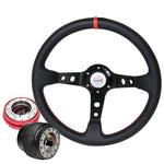 Adapter For 03-15 Accord + Deep Dish Black Steering Wheel + Slim Quick Release