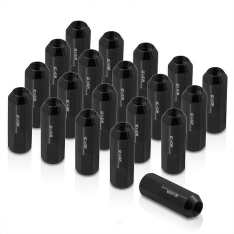 20Pcs M12 X 1.25 Black 60Mm Extend Lug Nuts Heavy Duty Steel Open End For Subaru