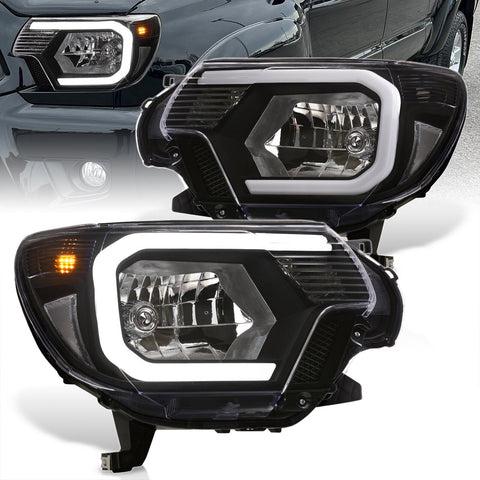 Black Oe Style Led Drl Headlight Lamps Assembly Pair For 2012-2015 Toyota Tacoma