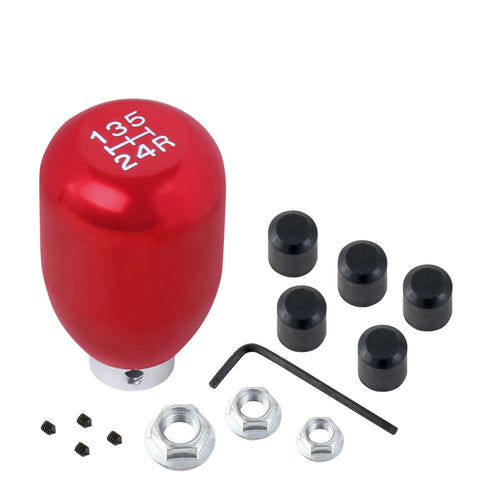 Red Aluminum 5 Speed 5Spd White Lettering Shift Knob Gear Shifter Manual M/T