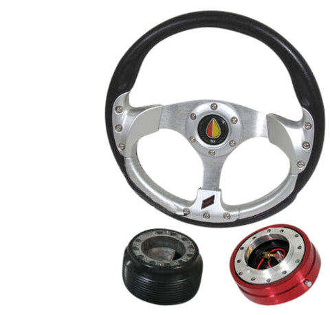 For Honda Black Red Stitching Steering Wheel+Quick Release+Hub Adapter