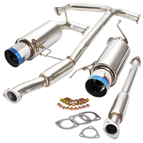 Stainless Dual Catback Exhaust 65Mm 4.5" Burnt Tip For 1998-2002 Honda Accord V6