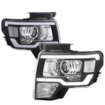 Black Led Drl Tube Projector Head Lights Lamp Assembly For 2009-2014 Ford F-150