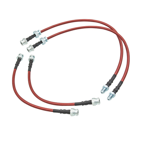 Red 4Pc F+R Stainless Steel Brake Line Kit For 1981-1983 Mazda Rx-7 Fb