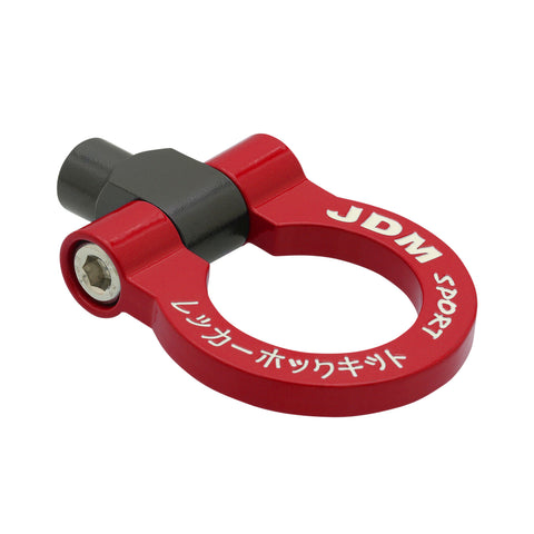 Jdm Sport Heavy Duty Steel Screw Bolt On Front Bumper M12X1.75 Tow Hook Ring Red
