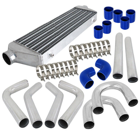 Universal Turbo 31" Intercooler With 2.5" 8Pc Polish Aluminum Piping U-Pipe Kit