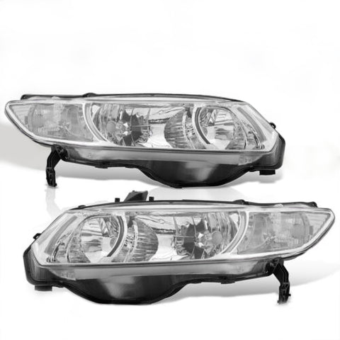 Chrome Clear Oe Style Jdm Head Lights Lamps Pair For 2006-2011 Honda Civic Coupe