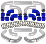 2.5" Diy Black Aluminum Fmic Turbo Intercooler Piping Pipe Kit Jdm+ Blue Coupler