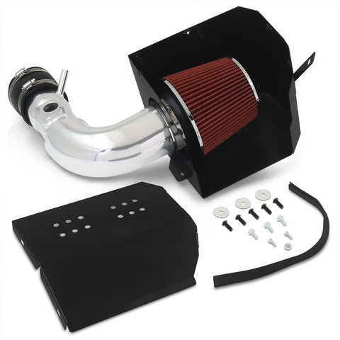 Polish Jdm Cold Air Intake Cai + Filter Heat Shield For 13-20 Toyota 86 Frs Brz