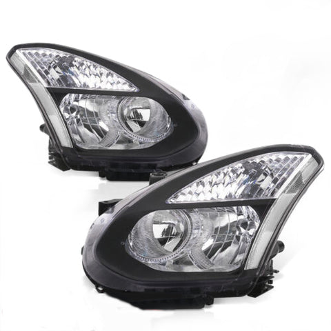 Black Clear Oe Style Driving Head Lights Lamps Lh+Rh For 2008-2013 Nissan Rogue