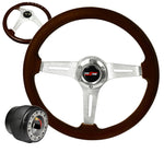 Adapter For 90-93 Accord + Dark Wood Aluminum Center Deep Dish Steering Wheel