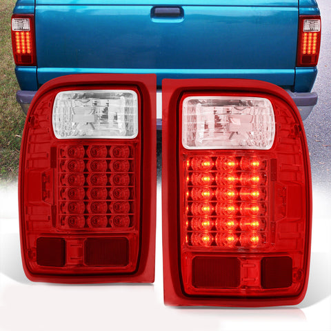 Red Smoke Replacement Led Tail Lights Brake Stop Lamps For 1993-1999 Ford Ranger