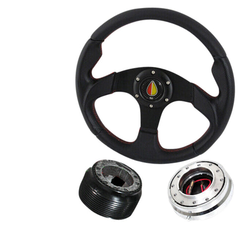 92-96 Prelude 3 Spokes Steering Wheel + Mini Quick Release + Adapter Hub