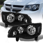 Black Oe Style Driving Head Lights Lamps Left+Right For 2011-2019 Grand Caravan