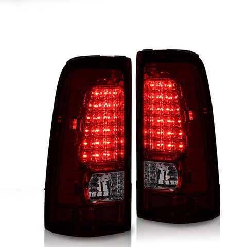 Red Smoked Led Tail Lights Brake Lamps Left+Right For 1999-2006 Silverado Sierra