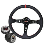 Adapter For 90-93 Accord + Deep Dish Black Steering Wheel + Slim Quick Release