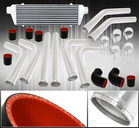 2.5" Diy Turbo Front Mount Intercooler Polish Piping Kit T-Bolt Clamps Couplers