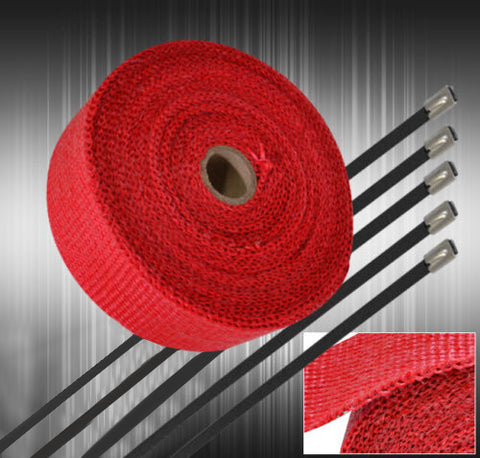 30Ftx2"X1.5Mm Heat Wrap Sheild Cover Pipe Turbo Super Charger Red