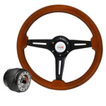Hub Adapter For 90-96 300Zx + Light Wood Black Center Deep Dish Steering Wheel
