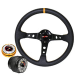 For 00-05 Eclipse Hub Gold Release Deep Dish Black Steering Wheel Yellow Godsnow