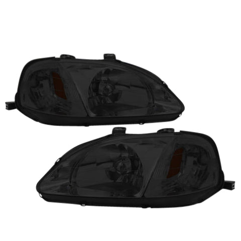 Smoke Amber Oe Style Head Lights Lamps Jdm For 1999-2000 Honda Civic Ex Si Ek