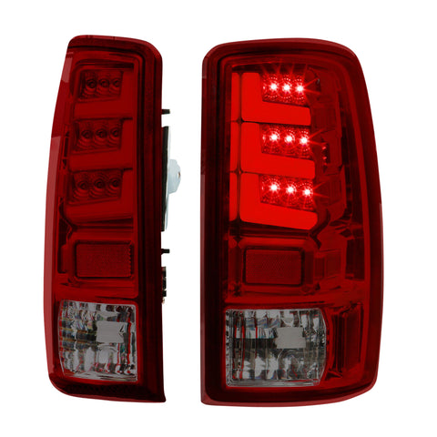 Red Smoked Led Bar Brake Tail Lights Lamps For 2000-2006 Suburban Yukon Tahoe
