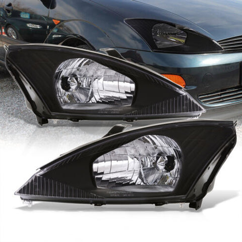 Black Oe Style Head Lights Lamps Assembly Left+Right For 2000-2004 Ford Focus