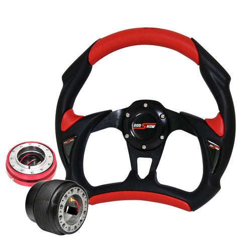 For 92-96 Prelude Black/Red Battlestyle Steering Wheel + Red Slim Quick Release