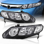 Black Clear Oe Style Replacement Head Lights Lamps For 2006-2011 Honda Civic 4Dr