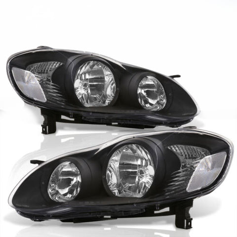 Black Clear Oe Style Jdm Head Lights Lamps Assembly For 2003-2008 Toyota Corolla