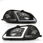 Black Oe Style Led Drl Head Lights Lamps Left+Right For 1996-1998 Honda Civic Ek