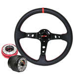 Adapter For 90-96 300Zx + Deep Dish Black Steering Wheel + Slim Quick Release