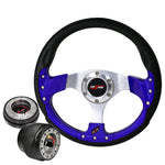 Quick Release + Hub Adapter For 90-96 300Zx + Blue Fusion Style Steering Wheel