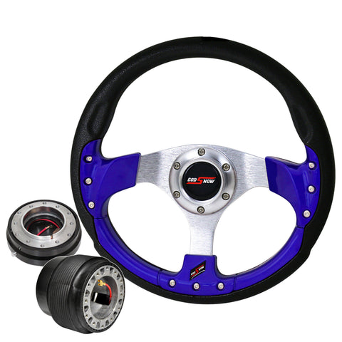Quick Release + Hub Adapter For 90-96 300Zx + Blue Fusion Style Steering Wheel