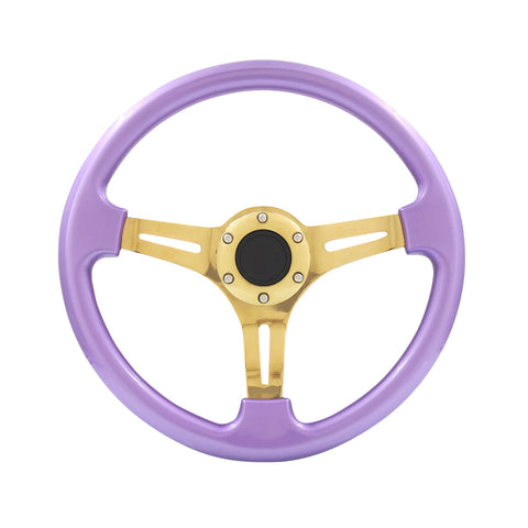 Purple Deep Dish Steel Drift Sport Steering Wheel For Universal 6 Hole 14" 350Mm
