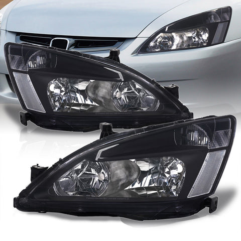 Black Clear Oe Style Replacement Head Lights Lamps For 2003-2007 Honda Accord Cm