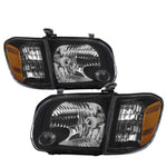 Black Amber Oe Style Head Lights Lamps Set For 2005-2007 Toyota Tundra / Sequoia