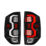 Black White Led Tube Tail Lights Brake Lamps Pair For 2014-2021 Toyota Tundra