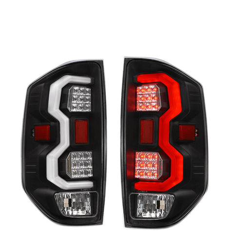 Black White Led Tube Tail Lights Brake Lamps Pair For 2014-2021 Toyota Tundra