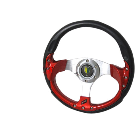 320Mm Jdm Black/Red Plastic Inner Trim Steering Wheel 6 Bolt Hole + Jdm Horn